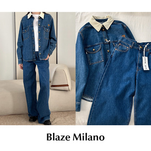 现货 套装 Blaze 灯芯绒翻领牛仔外套直筒牛仔裤 Milano CETTCE