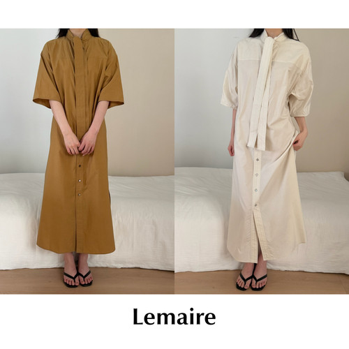 【SALE】CETTCE 现货 Lemaire 两面穿单排扣系带真丝衬衫连衣裙