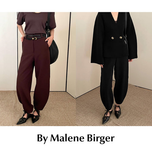 【SALE】CETTCE 现货 By Malene Birger 锥形Carlien裤弯刀裤束脚