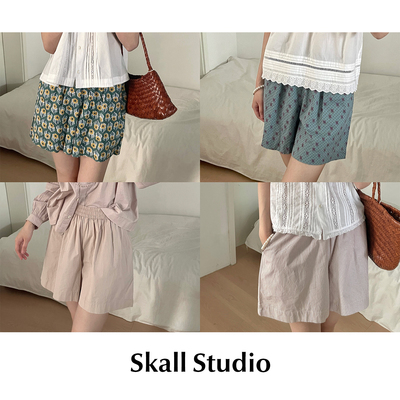 【SALE】CETTCE 现货 Skall Studio 碎花细条纹松紧腰短裤 Edgar