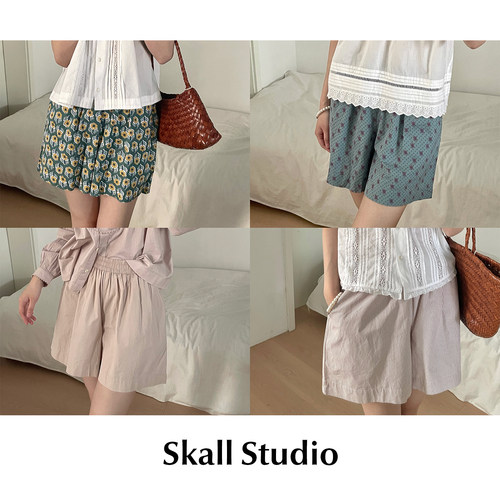 【SALE】CETTCE 现货 Skall Studio 碎花细条纹松紧腰短裤 Edgar