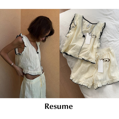 【SALE】CETTCE 现货 RESUME V领荷叶边背心抽绳短裤套装 Feliars