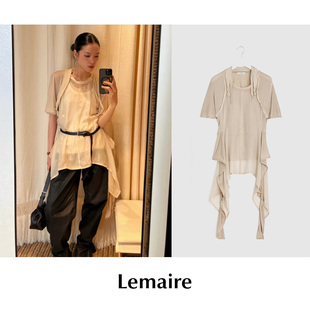 秀款 飘带结饰荡领T恤金高银同款 Lemaire 现货 SALE CETTCE