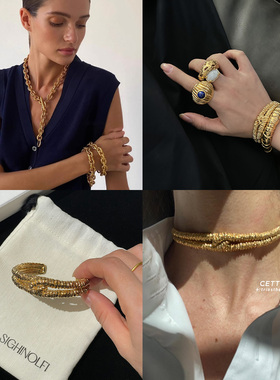 CETTCE 现货 Paola Sighinolfi 复古纹理缠绕链条手镯项链合集