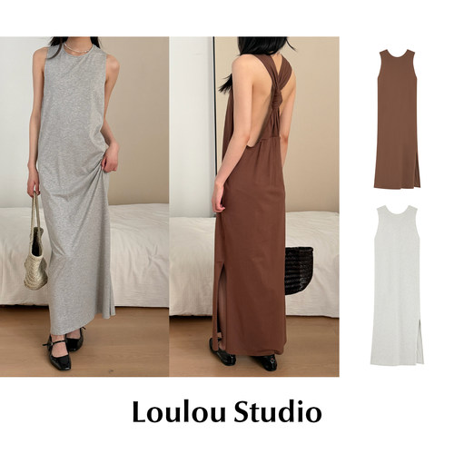 CETTCE 现货 Loulou Studio 纯棉背部扭结无袖长款连衣裙