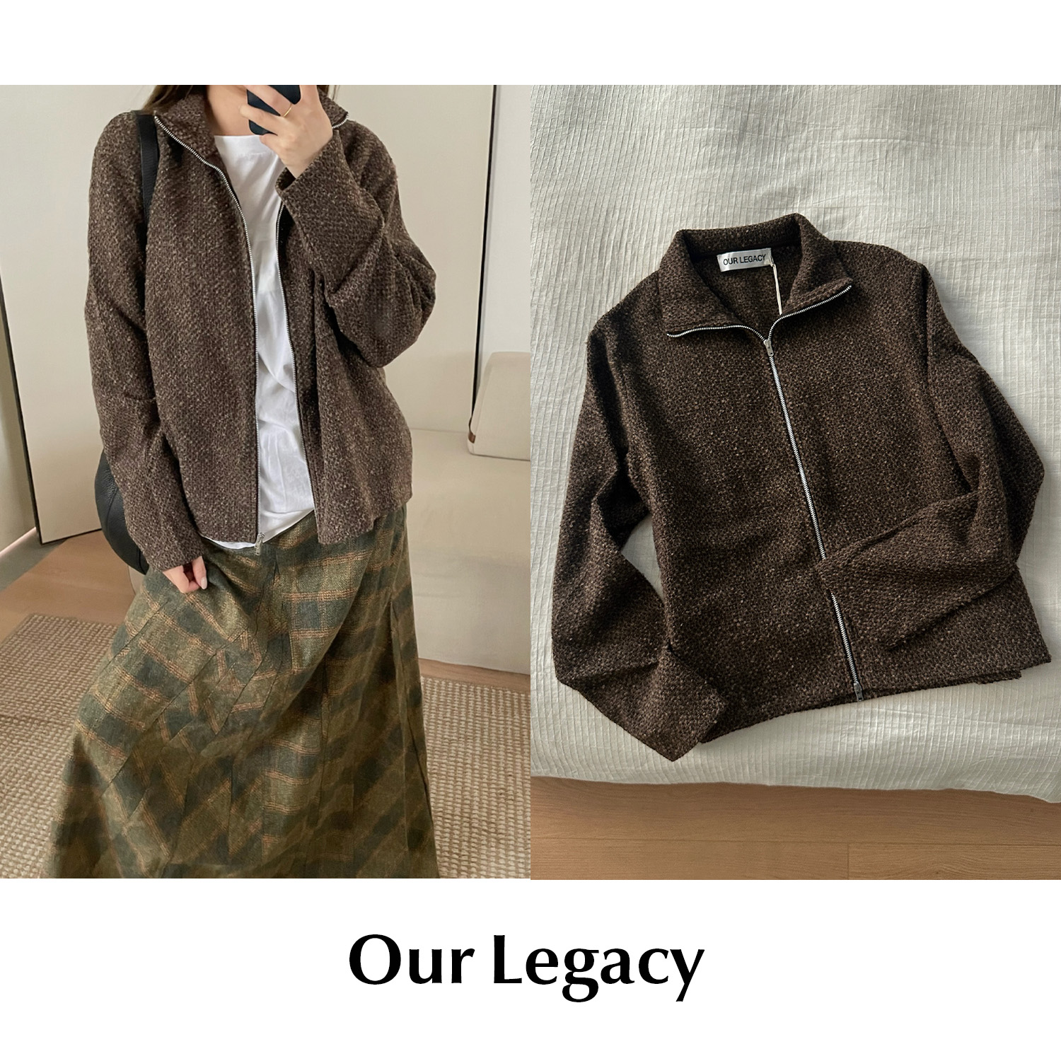 CETTCE 现货 Our Legacy 羊毛混纺复古针织拉链外套shrunken