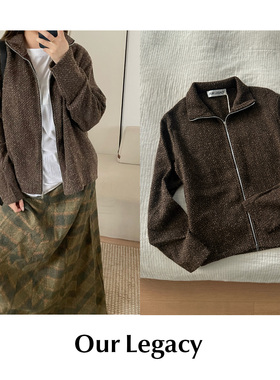 CETTCE 现货 Our Legacy 羊毛混纺复古针织拉链外套shrunken