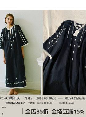 【SALE】CETTCE 现货 Skall Studio 秀款混纺半袖刺绣连衣裙Freya