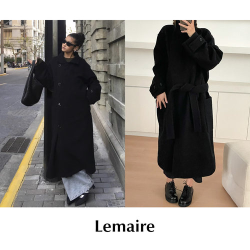 CETTCE 现货 Lemaire 经典款羊毛立领系带长款浴袍大衣外套Wrap