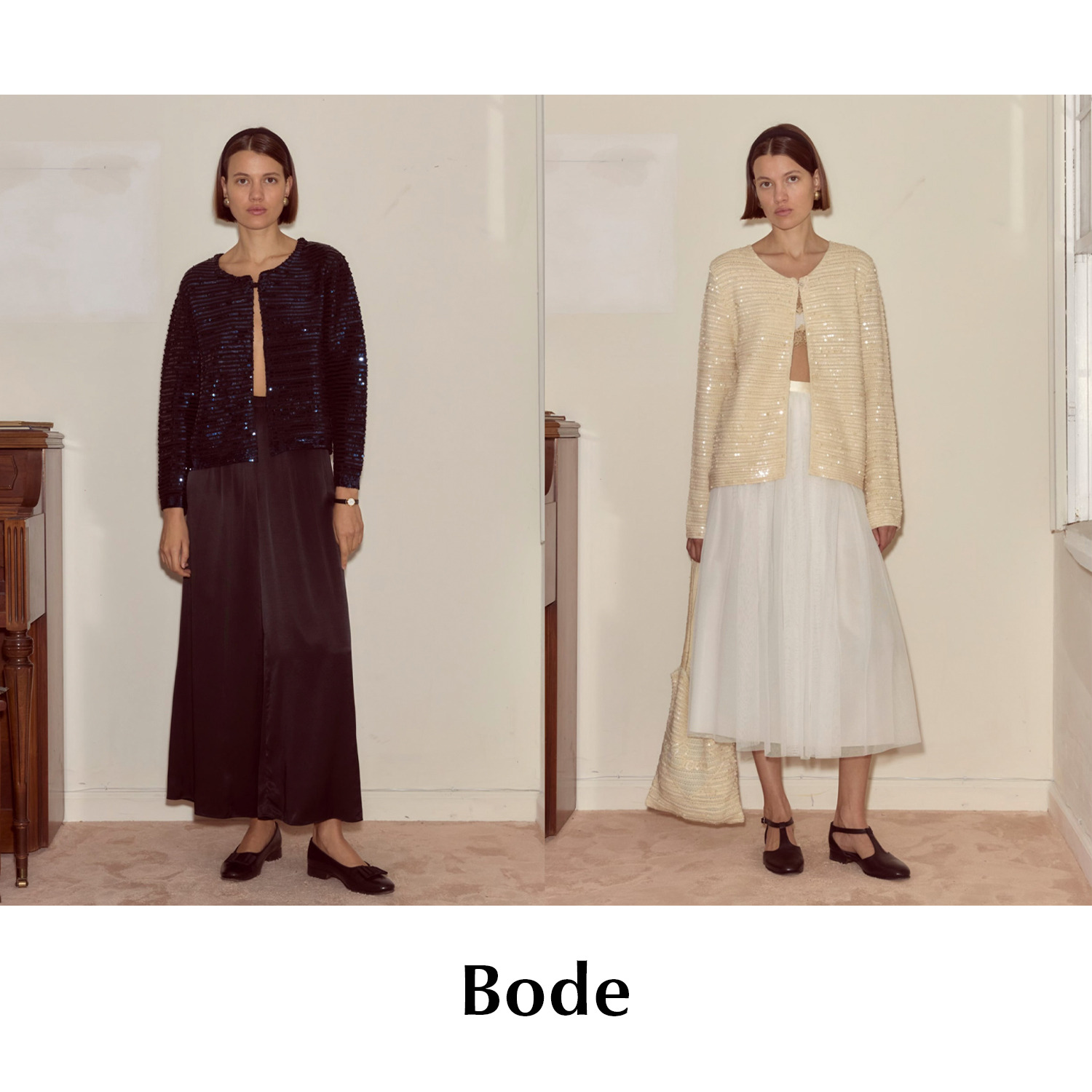 CETTCE 现货 Bode 亮片缀饰条纹手工西装圆领系带羊毛开衫夹克