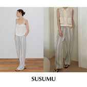 Shirt休闲裤 现货SUSUMU棉麻混纺宽松竖条纹抽绳裤 SALE CETTCE