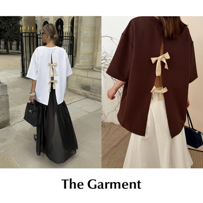 CETTCE 现货 The Garment 经典秀款棉质露背蝴蝶结圆领短袖T恤