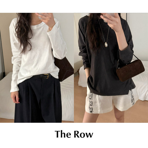 CETTCE 现货 The Row 纯棉圆领宽松针织长袖T恤套头落肩休闲上衣
