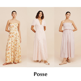 【SALE】CETTECE 现货 Posse 花卉波点条纹印花抹胸吊带连衣裙