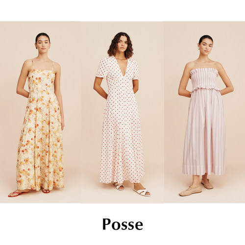 【SALE】CETTECE 现货 Posse 花卉波点条纹印花抹胸吊带连衣裙