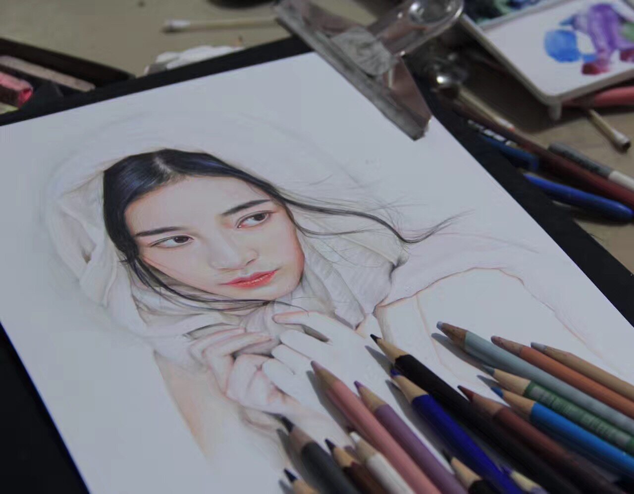 素描彩铅纯手绘 人像代画定制 电脑手绘肖像速写场景动物宠物素描