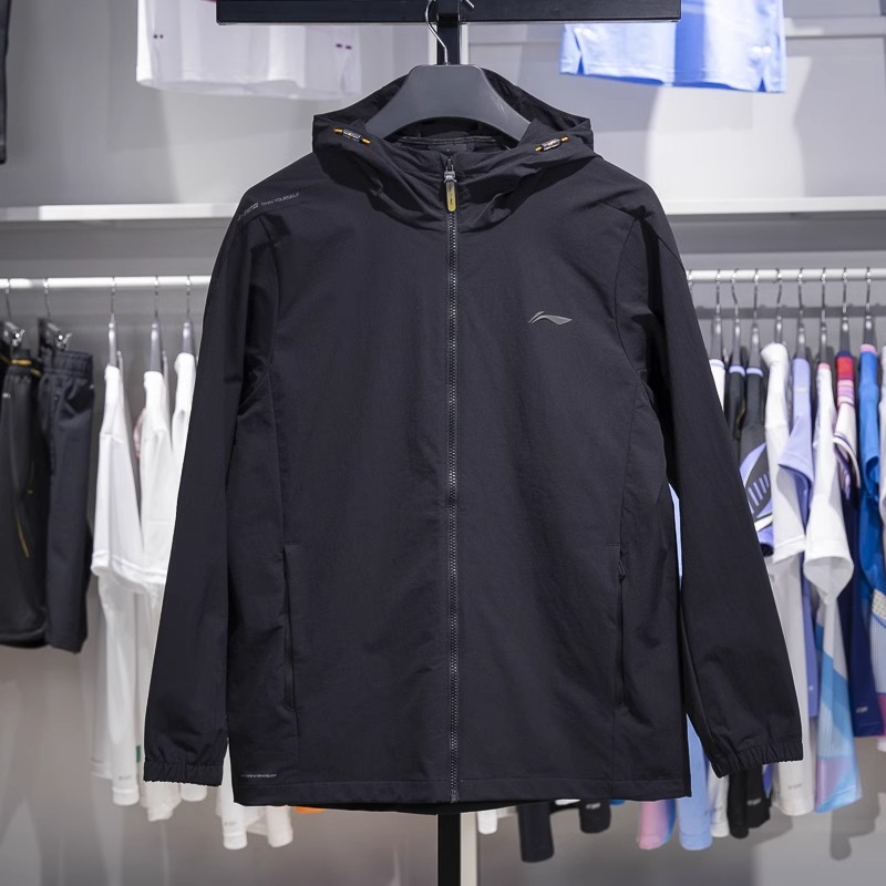 李宁男子黑色防水外套骑行登山