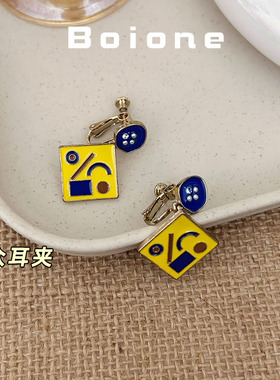 【实拍】小众显白涂鸦菱形耳夹