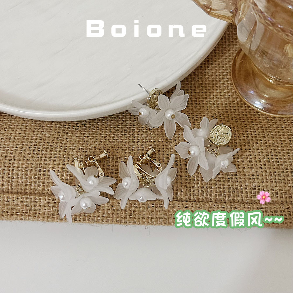 温柔仙气纯欲花朵耳环女显脸小