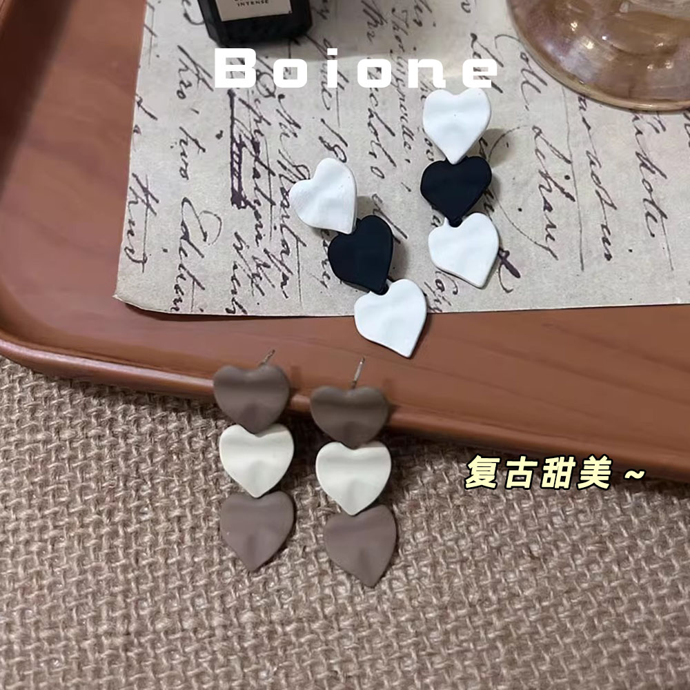 复古甜美气质爱心耳环