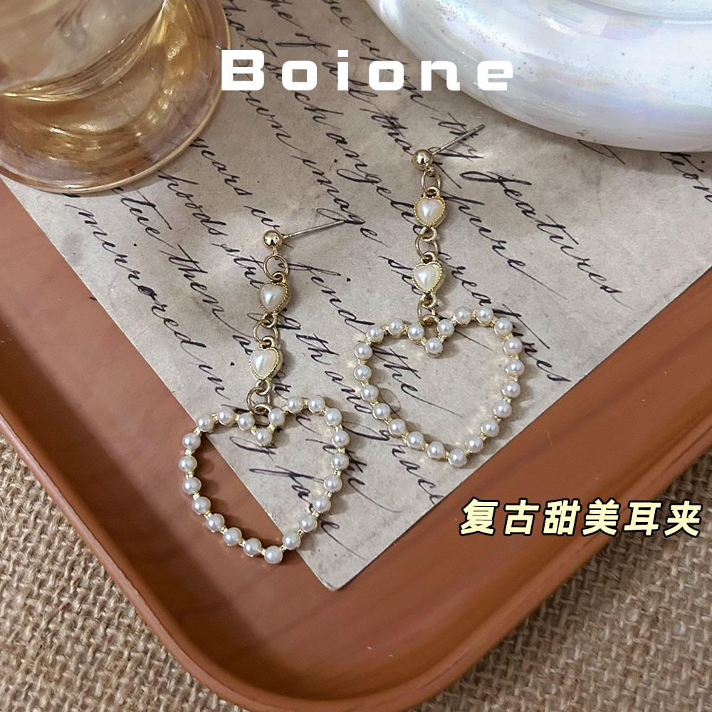 【实拍】复古甜美爱心流苏耳夹