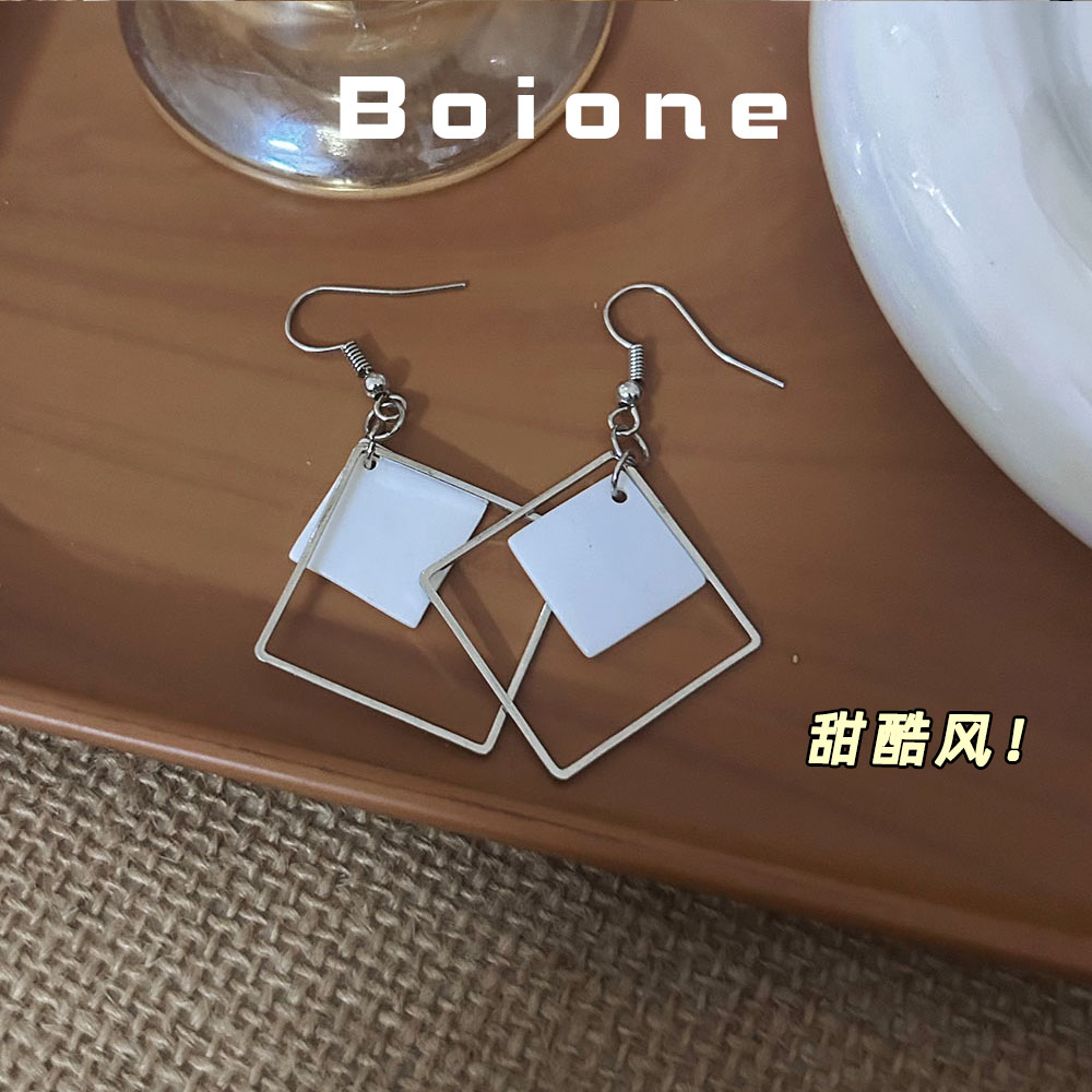 冷淡风简约贝壳金属几何耳夹