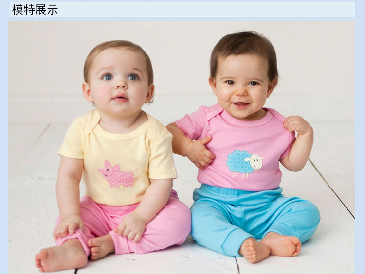 美国luvable friends男女宝宝夏季竹纤维短袖哈衣爬服