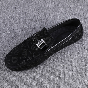 男士 豆豆鞋 真皮磨砂皮时尚 压花懒人鞋 2025秋季 一脚蹬高端男鞋 新款