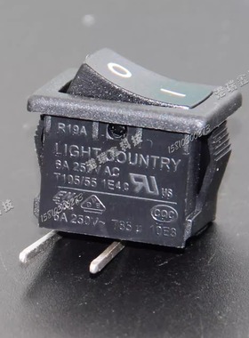 RA12单路两脚两档弯脚竖字小船形开关R19弯针焊板黑色台湾亮群