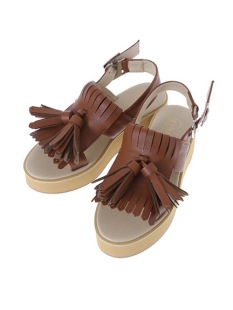 日本订单earth music ehy日系夏款复古森女系流苏松糕厚底凉鞋女