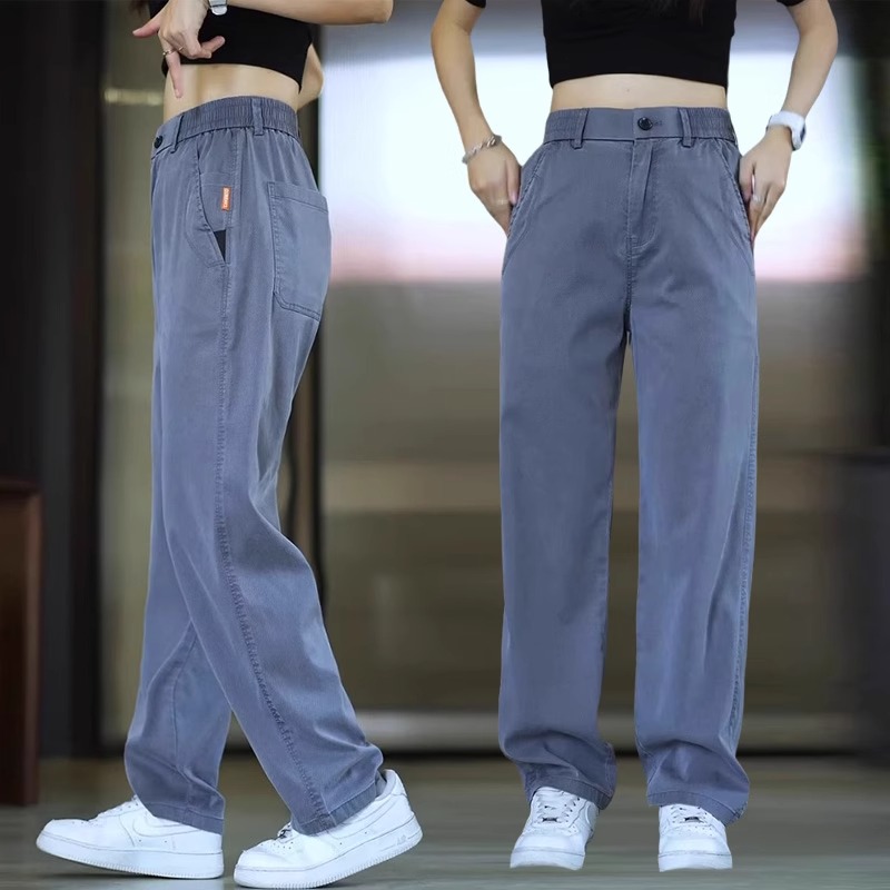 夏季薄款莱赛尔天丝休闲裤男直筒宽松简约抗邹透气阔脚运动裤子男