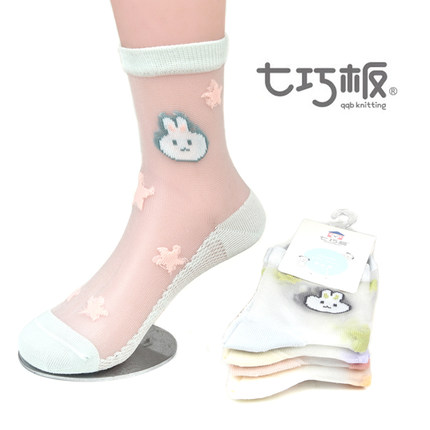 七巧板儿童袜子纯棉薄款男童女童春秋棉袜蚕丝卡通夏季网眼短袜