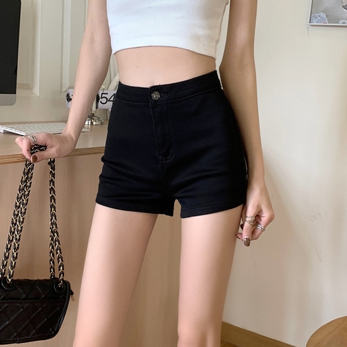 2022 summer American retro Spice Girls High Waist hot pants European and American slim slim slim elastic shorts hip fashion