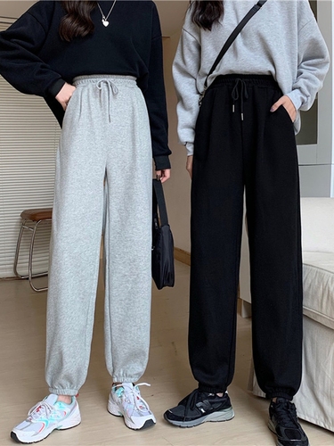 New winter composite fabric Korean Plush legged sports casual pants women's pants trend