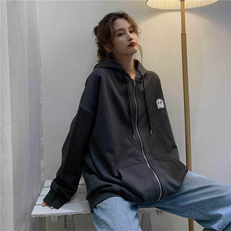 Real shot David's winter solid color hooded sweater with plush and thickened retro Kaishan jacket