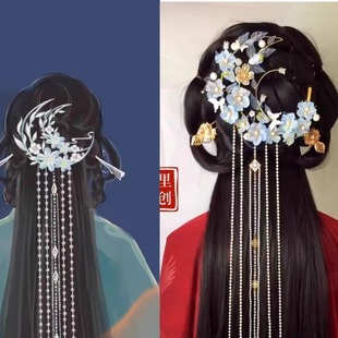 原创“上玄月”仙气长流苏后压仙侠女主发簪汉服发饰古风流苏发簪