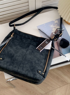 出口外单！人民币当美金用！VR NYC气质灰色麂皮绒单肩斜跨包背包