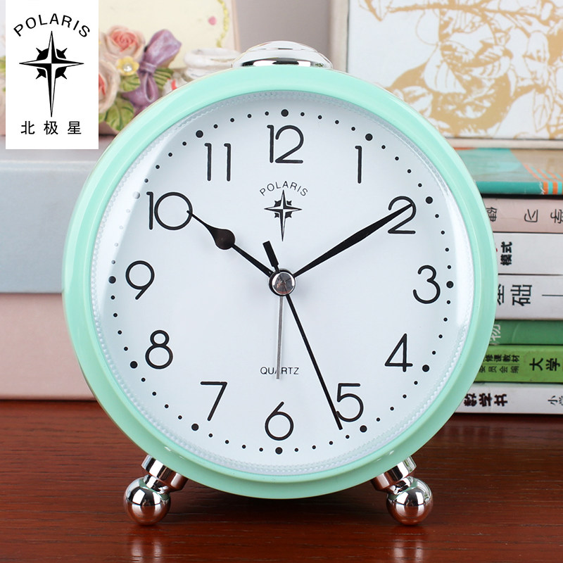 正品北极星静音闹钟床头音乐小闹钟老人用立体字座钟卧室用小夜灯