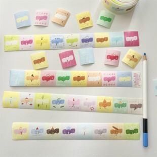 3amigos整卷2024冬季胶带手帐和纸可爱ins素材苹果接龙彩虹小象