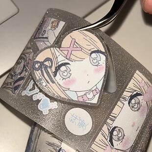 草莓烟·电波少女小拉条分装可爱复古原创人物切模胶带手帐装饰