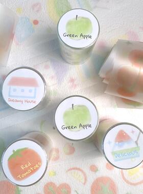 AGUGU微微甜PET透明模切贴纸卷基础手账胶带苹果沙冰夏天盐系手帐