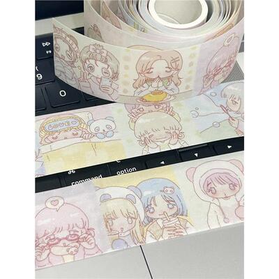 北北村原创盐系可爱女孩人物和纸手帐胶带