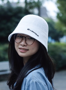 ACLENT白色渔夫帽盆帽日单帽子显脸小时尚休闲女帽