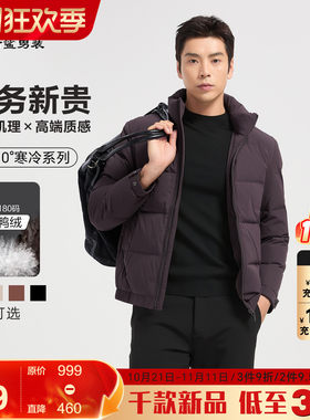 【华夫纹】古鲨紫色立领羽绒服男