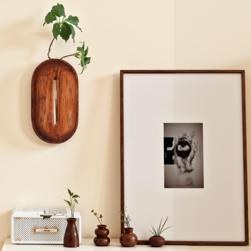 胡桃木色中古风水培绿植玄关装饰挂画民宿挂件创意餐桌背景墙花瓶,家居饰品,花瓶,淘宝优惠券,粉丝福利购,淘宝优惠卷