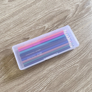 简易少女心考试文具盒带盖透明塑料收纳盒彩铅眉笔化妆刷整理盒子