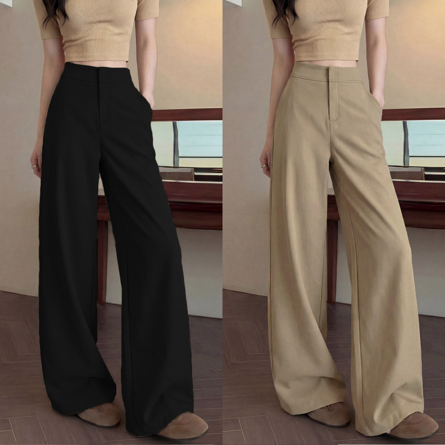 老钱风西装裤女2026春夏季新款垂感高腰小个子休闲窄版直筒阔腿裤