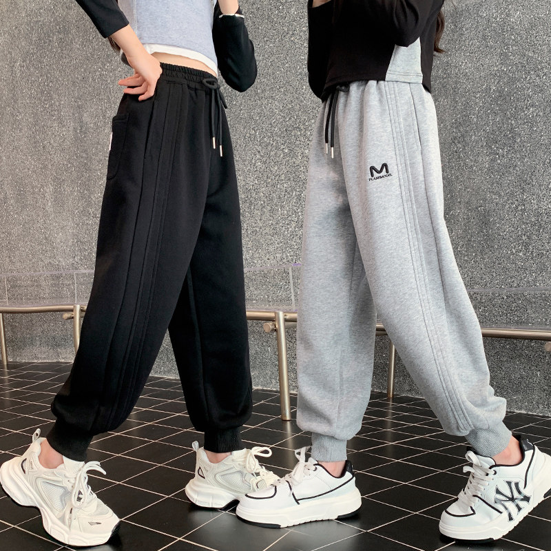 女童卫裤秋装韩版2025新款儿童裤子春秋小女孩中大童束脚运动长裤
