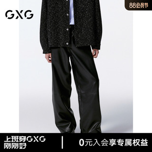 黑色皮裤 仿皮休闲裤 宽松阔腿 GXG男装 新品 商场同款 秋季 新尚