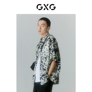 新款 衬衫 GXG男装 满印花卉短袖 GD1230576C 夏季